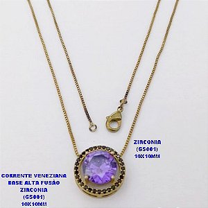 GARGANTILHA NO BRUTO PRONTO PARA O BANHO (POTE)GARGANTILHA COM CORRENTE VENEZIANA 45CM BASE EM ALTA FUSÃO PEDRA DE ZIRCONIA(GS001( DE 10X10MM / PESO 1.2GR - BRU28428