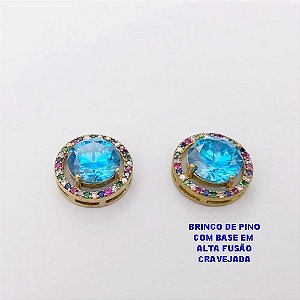 BRINCO NO BRUTO PRONTO PARA O BANHO (POTE )BRINCO DE PINO PINGENTE ALTA FUSÃO - TAMANHO 15MM CRAVEJADO COM ZIRCONIA 10X10MM(GS001)/ PESO 5.9GR - BRU28441