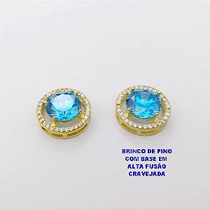BRINCO NO BRUTO PRONTO PARA O BANHO (POTE )BRINCO DE PINO PINGENTE ALTA FUSÃO - TAMANHO 15MM CRAVEJADO COM ZIRCONIA 10X10MM(GS001)/ PESO 5.9GR - BRU28442