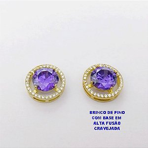 BRINCO NO BRUTO PRONTO PARA O BANHO (POTE )BRINCO DE PINO PINGENTE ALTA FUSÃO - TAMANHO 15MM CRAVEJADO COM ZIRCONIA 10X10MM(GS001)/ PESO 5.9GR - BRU28445
