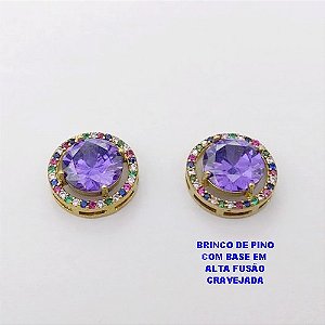 BRINCO NO BRUTO PRONTO PARA O BANHO (POTE )BRINCO DE PINO PINGENTE ALTA FUSÃO - TAMANHO 15MM CRAVEJADO COM ZIRCONIA 10X10MM(GS001)/ PESO 5.9GR - BRU28446