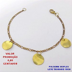 PULSEIRA NO BRUTO PRONTO PARA O BANHO (CX .120) - PULSEIRA SIMPLES E DELICADA - TAMANHO 18CM - PESO 2.7GR -E FECHO LAGOSTA BRU28449