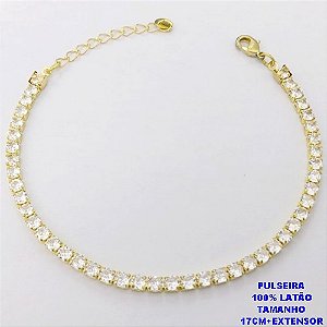 PULSEIRA NO BRUTO PRONTO PARA O BANHO(AV)(CX195 )(RIVIERA) PULSEIRA TODA EM ZIRCONIA - LARGURA 3MM-TAMANHO 4.4GR BRU28480