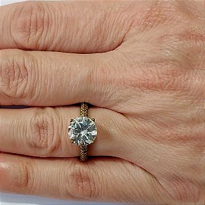 ANEL NO BRUTO PRONTO PARA O BANHO - ANEL COM MICRO ZIRCÔNIAS E PEDRA ZIRCÔNIA 10MM - PESO DO ANEL 3,4GR - ANEL000651