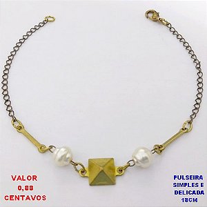 PULSEIRA NO BRUTO PRONTO PARA O BANHO (CX ) PULSEIRA SIMPLES E DELICADA COM PEROLA BARROCA -TAMANHO 18CM - PESO 1.8GR BRU28502