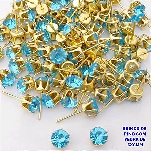 BRINCO NO BRUTO PRONTO PARA O BANHO(POTE)- BRINCO DE PINO 100% LATÃO COM CRISTAL DE 6MM- PESO TOTAL 0,06GR - BRU29006
