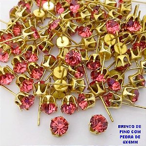 BRINCO NO BRUTO PRONTO PARA O BANHO(POTE)- BRINCO DE PINO 100% LATÃO COM CRISTAL DE 6MM- PESO TOTAL 0,06GR - BRU29007