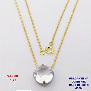 GARGANTILHA NO BRUTO PRONTO PARA O BANHO (CX.69) . GARGANTILHA COM CORRENTE RABO DE RATO DE 45CM PINGENTE DE 12X12MM AQLTA FUSÃO - PESO 5.9GR BRU29014