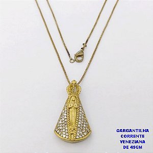GARGANTILHA NO BRUTO PRONTO PARA O BANHO(CX )-GARGANTILHA COM CORRENTE VENEZIANA DE 45CMCOM FECHO LAGOSTA( PINGENTE DE 2,5X1,5MM)/ PESO 1.7GR -BRU29020