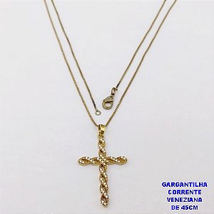 GARGANTILHA NO BRUTO PRONTO PARA O BANHO(CX )-GARGANTILHA COM CORRENTE VENEZIANA DE 45CMCOM FECHO LAGOSTA( PINGENTE DE 2,5X1,5MM)/ PESO 3.7GR -BRU29023