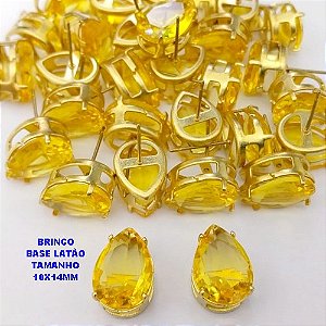 BRINCO NO BRUTO PRONTO PARA O BANHO(POTE)- BRINCO DE PINO 100% LATÃO COM ZIRCONIA " 10X14MM " PESO 2.7GR - BRU29054
