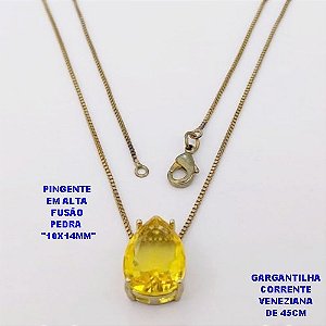 GARGANTILHA NO BRUTO PRONTO PARA O BANHO(POTE)- CORRENTE VENEZIANA DE 45CM PINGENTE COM BASE EM ALTA FUSÃO COM ZIRCONIA " 10X14MM " PESO 3.3GR - BRU29055