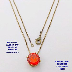 GARGANTILHA NO BRUTO PRONTO PARA O BANHO(POTE) GARGANTILHA COM CORRENTE VENEZIANA DE 45CM - PINGENTE EM ALTA FUSÃO CRAVEJADO E ("ZIRCONIA 10X10MM GS001")- PESO 4.7GR - BRU29074