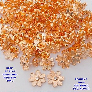 BRINCO NO BRUTO PRONTO PARA O BANHO(POTE)(CRIS)- BRINCO DE PINO COM FLOR MARGARIDA 10MM - PESO TOTAL 1.5GR - BRU29088