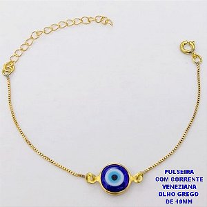 0PULSEIRA NO BRUTO PRONTO PARA O BANHO(CX195)(AV)-CORRENTE VENEZIANA COM OLHO GREGO DE 10MM - PESO TOTAL 1.4GR - BRU29135