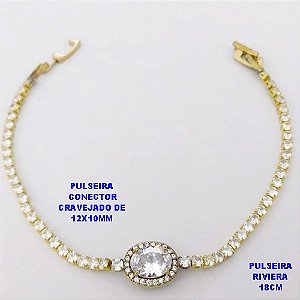 PULSEIRA NO BRUTO PRONTO PARA O BANHO(CX181)- PULSEIRA RIVIERA DE 18CM(CONECTOR CRAVEJADO 12X10MM - PESO TOTAL 5.3GR - BRU29136