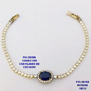 PULSEIRA NO BRUTO PRONTO PARA O BANHO(CX181)- PULSEIRA RIVIERA DE 18CM(CONECTOR CRAVEJADO 12X10MM - PESO TOTAL 5.3GR - BRU29137