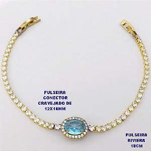 PULSEIRA NO BRUTO PRONTO PARA O BANHO(CX181)- PULSEIRA RIVIERA DE 18CM(CONECTOR CRAVEJADO 12X10MM - PESO TOTAL 5.3GR - BRU29138