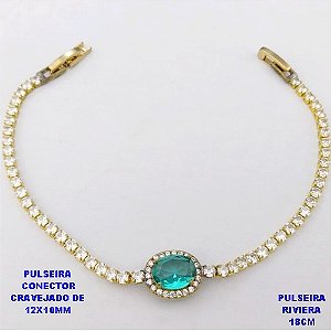 PULSEIRA NO BRUTO PRONTO PARA O BANHO(CX181)- PULSEIRA RIVIERA DE 18CM(CONECTOR CRAVEJADO 12X10MM - PESO TOTAL 5.3GR - BRU29139