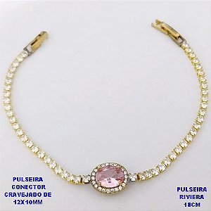 PULSEIRA NO BRUTO PRONTO PARA O BANHO(CX181)- PULSEIRA RIVIERA DE 18CM(CONECTOR CRAVEJADO 12X10MM - PESO TOTAL 5.3GR - BRU29140