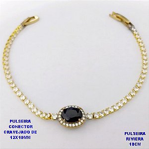 PULSEIRA NO BRUTO PRONTO PARA O BANHO(CX181)- PULSEIRA RIVIERA DE 18CM(CONECTOR CRAVEJADO 12X10MM - PESO TOTAL 5.3GR - BRU29141