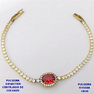 PULSEIRA NO BRUTO PRONTO PARA O BANHO(CX181)- PULSEIRA RIVIERA DE 18CM(CONECTOR CRAVEJADO 12X10MM - PESO TOTAL 5.3GR - BRU29142