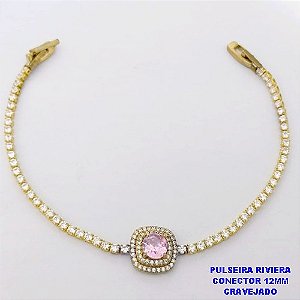 PULSEIRA NO BRUTO PRONTO PARA O BANHO(CX118)- PULSEIRA RIVIERA DE 18CM(CONECTOR CRAVEJADO 12MM - PESO TOTAL 4.3GR - BRU29164
