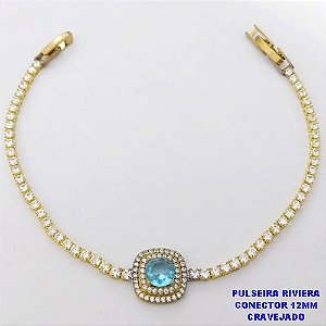 PULSEIRA NO BRUTO PRONTO PARA O BANHO(CX118)- PULSEIRA RIVIERA DE 18CM(CONECTOR CRAVEJADO 12MM - PESO TOTAL 4.3GR - BRU29166