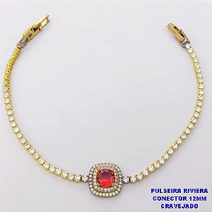 PULSEIRA NO BRUTO PRONTO PARA O BANHO(CX118)- PULSEIRA RIVIERA DE 18CM(CONECTOR CRAVEJADO 12MM - PESO TOTAL 4.3GR - BRU29167