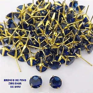 BRINCO NO BRUTO PRONTO PARA O BANHO(AV)(CX195 ) BRINCO DE PINO COM ZIRCONIA DE 8X8MM -PESO 0,9GR BRU29170