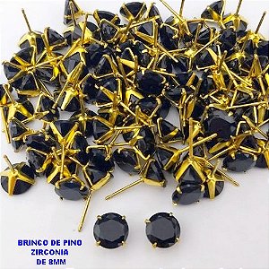 BRINCO NO BRUTO PRONTO PARA O BANHO(AV)(CX195 ) BRINCO DE PINO COM ZIRCONIA DE 8X8MM -PESO 0,9GR BRU29172