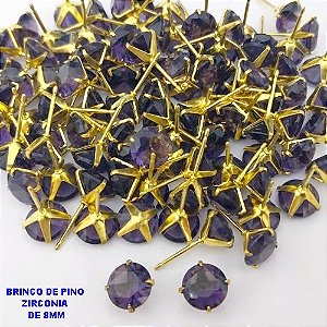 BRINCO NO BRUTO PRONTO PARA O BANHO(AV)(CX195 ) BRINCO DE PINO COM ZIRCONIA DE 8X8MM -PESO 0,9GR BRU29175