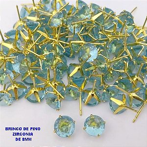 BRINCO NO BRUTO PRONTO PARA O BANHO(AV)(CX195 ) BRINCO DE PINO COM ZIRCONIA DE 8X8MM -PESO 0,9GR BRU29176