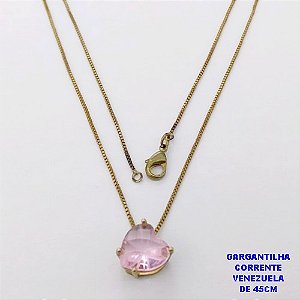 GARGANTILHA NO BRUTO PRONTO PARA O BANHO(POTE) GARGANTILHA COM CORRENTE VENEZIANA DE 45CM - PINGENTE EM ALTA FUSÃO E ("ZIRCONIA 10X10MM RISCADA ESPECIAL)- PESO 2.9GR - BRU29187