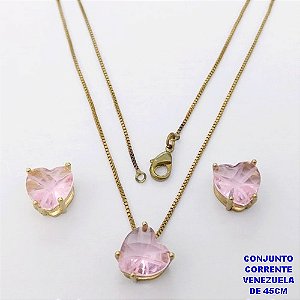 CONJUNTO NO BRUTO PRONTO PARA O BANHO(POTE) CONJUNTO COM CORRENTE VENEZIANA DE 45CM - PINGENTE EM ALTA FUSÃO E ("ZIRCONIA 10X10MM RISCADA ESPECIAL)- PESO 5.3GR - BRU29188