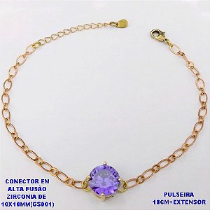PULSEIRA NO BRUTO PRONTO PARA O BANHO(POTE) PULSEIRA 1X1 ELLO BATIDO LARGURA 0,3MM/ CONECTOR COM BASE EM ALTA FUSÃO( "ZIRCONIA GS001 ")" 10X10MM" / PESO 3.7GR - BRU29195