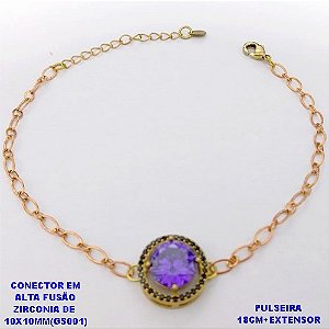 PULSEIRA NO BRUTO PRONTO PARA O BANHO(POTE) PULSEIRA 1X1 ELLO BATIDO LARGURA 0,3MM/ CONECTOR COM BASE EM ALTA FUSÃO( "ZIRCONIA GS001 ")" 10X10MM" / PESO 4.3GR - BRU29196