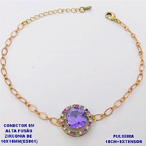 PULSEIRA NO BRUTO PRONTO PARA O BANHO(POTE) PULSEIRA 1X1 ELLO BATIDO LARGURA 0,3MM/ CONECTOR COM BASE EM ALTA FUSÃO( "ZIRCONIA GS001 ")" 10X10MM" / PESO 4.3GR - BRU29197