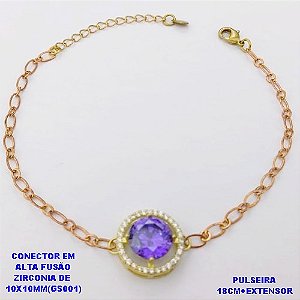 PULSEIRA NO BRUTO PRONTO PARA O BANHO(POTE) PULSEIRA 1X1 ELLO BATIDO LARGURA 0,3MM/ CONECTOR COM BASE EM ALTA FUSÃO( "ZIRCONIA GS001 ")" 10X10MM" / PESO 4.3GR - BRU29198