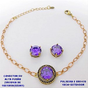 CONJUNTO NO BRUTO PRONTO PARA O BANHO(POTE) PULSEIRA 1X1 ELLO BATIDO LARGURA 0,3MM E BRINCO 10X10MM/ CONECTOR COM BASE EM ALTA FUSÃO( "ZIRCONIA GS001 ")" 10X10MM" / PESO 7.9GR - BRU29200