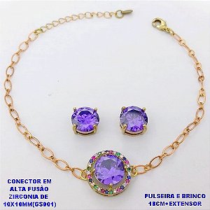 CONJUNTO NO BRUTO PRONTO PARA O BANHO(POTE) PULSEIRA 1X1 ELLO BATIDO LARGURA 0,3MM E BRINCO 10X10MM/ CONECTOR COM BASE EM ALTA FUSÃO( "ZIRCONIA GS001 ")" 10X10MM" / PESO 7.9GR - BRU29201