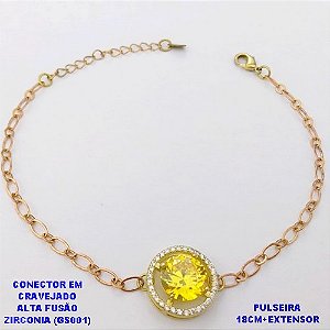 PULSEIRA NO BRUTO PRONTO PARA O BANHO(POTE) PULSEIRA 1X1 ELLO BATIDO LARGURA 0,3MM / CONECTOR COM BASE EM ALTA FUSÃO( "ZIRCONIA GS001 ")" 10X10MM" / PESO 4.2GR - BRU29210