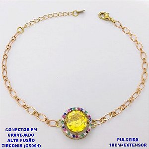 PULSEIRA NO BRUTO PRONTO PARA O BANHO(POTE) PULSEIRA 1X1 ELLO BATIDO LARGURA 0,3MM / CONECTOR COM BASE EM ALTA FUSÃO( "ZIRCONIA GS001 ")" 10X10MM" / PESO 4.2GR - BRU29211