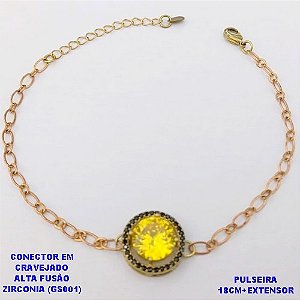 PULSEIRA NO BRUTO PRONTO PARA O BANHO(POTE) PULSEIRA 1X1 ELLO BATIDO LARGURA 0,3MM / CONECTOR COM BASE EM ALTA FUSÃO( "ZIRCONIA GS001 ")" 10X10MM" / PESO 4.2GR - BRU29212