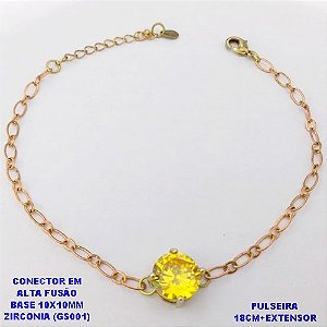 PULSEIRA NO BRUTO PRONTO PARA O BANHO(POTE) PULSEIRA 1X1 ELLO BATIDO LARGURA 0,3MM / CONECTOR COM BASE EM ALTA FUSÃO( "ZIRCONIA GS001 ")" 10X10MM" / PESO 3.7GR - BRU29213