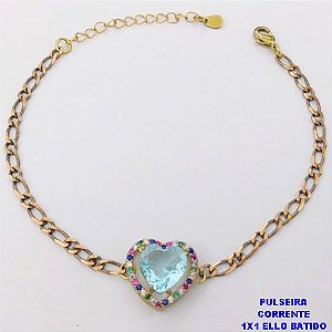 PULSEIRA NO BRUTO PRONTO PARA O BANHO(CX194) PULSEIRA 1X1 ELLO BATIDO LARGURA 3MM / CONECTOR COM CONECTOR EM ALTA FUSÃO CRAVEJADA ( "ZIRCONIA " 10X10MM" / PESO 4.6GR - BRU29232