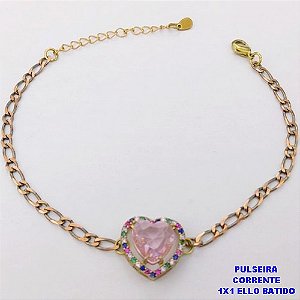 PULSEIRA NO BRUTO PRONTO PARA O BANHO(CX194) PULSEIRA 1X1 ELLO BATIDO LARGURA 3MM / CONECTOR COM CONECTOR EM ALTA FUSÃO CRAVEJADA ( "ZIRCONIA " 10X10MM" / PESO 4.6GR - BRU29234