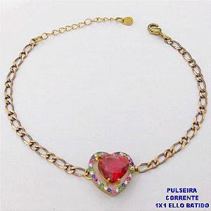 PULSEIRA NO BRUTO PRONTO PARA O BANHO(CX194) PULSEIRA 1X1 ELLO BATIDO LARGURA 3MM / CONECTOR COM CONECTOR EM ALTA FUSÃO CRAVEJADA ( "ZIRCONIA " 10X10MM" / PESO 4.6GR - BRU29235