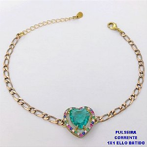 PULSEIRA NO BRUTO PRONTO PARA O BANHO(CX194) PULSEIRA 1X1 ELLO BATIDO LARGURA 3MM / CONECTOR COM CONECTOR EM ALTA FUSÃO CRAVEJADA ( "ZIRCONIA " 10X10MM" / PESO 4.6GR - BRU29236