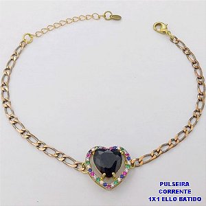 PULSEIRA NO BRUTO PRONTO PARA O BANHO(CX194) PULSEIRA 1X1 ELLO BATIDO LARGURA 3MM / CONECTOR COM CONECTOR EM ALTA FUSÃO CRAVEJADA ( "ZIRCONIA " 10X10MM" / PESO 4.6GR - BRU29237